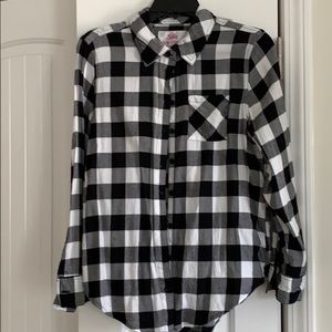 Justice black/white button up blouse